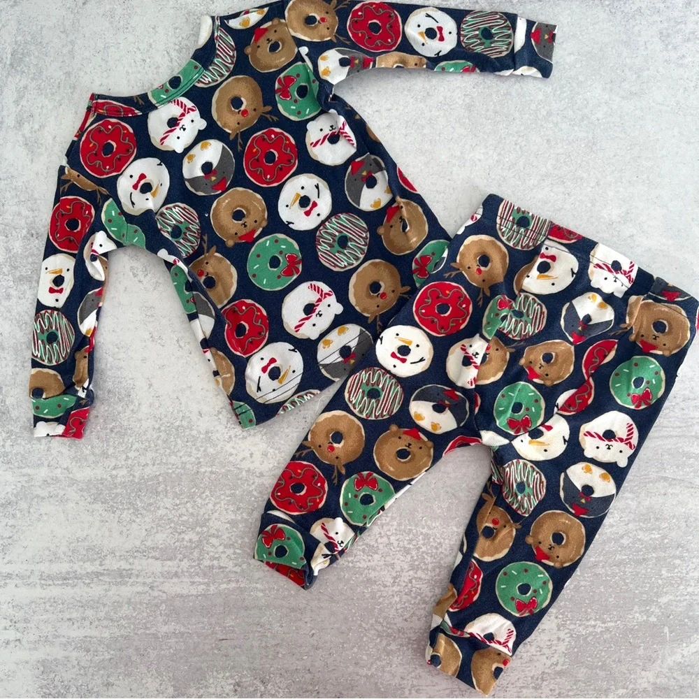 6-12M🎄🍩 Baby GAP Holiday Donuts Organic Cotton PJ Pajamas Set